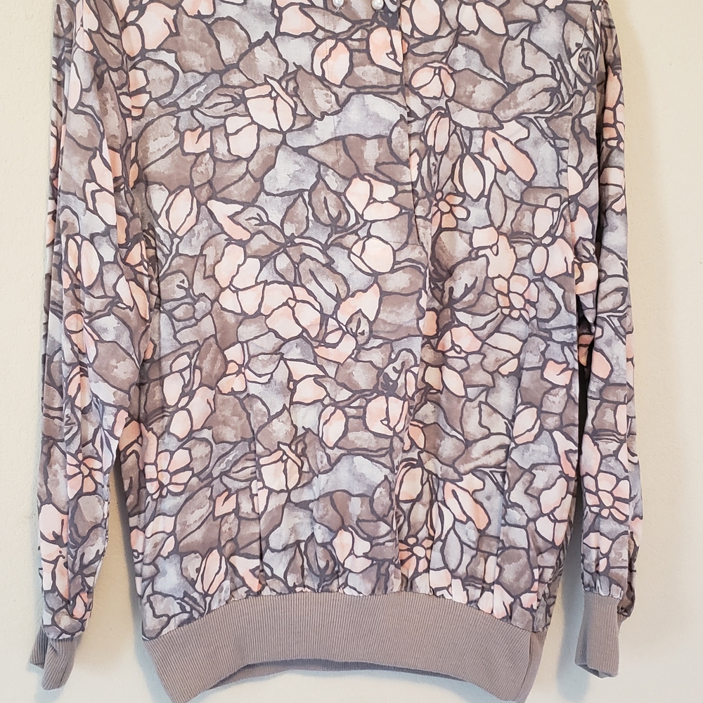 Source Unknown Floral Patterned Blouse - Pink and Gray